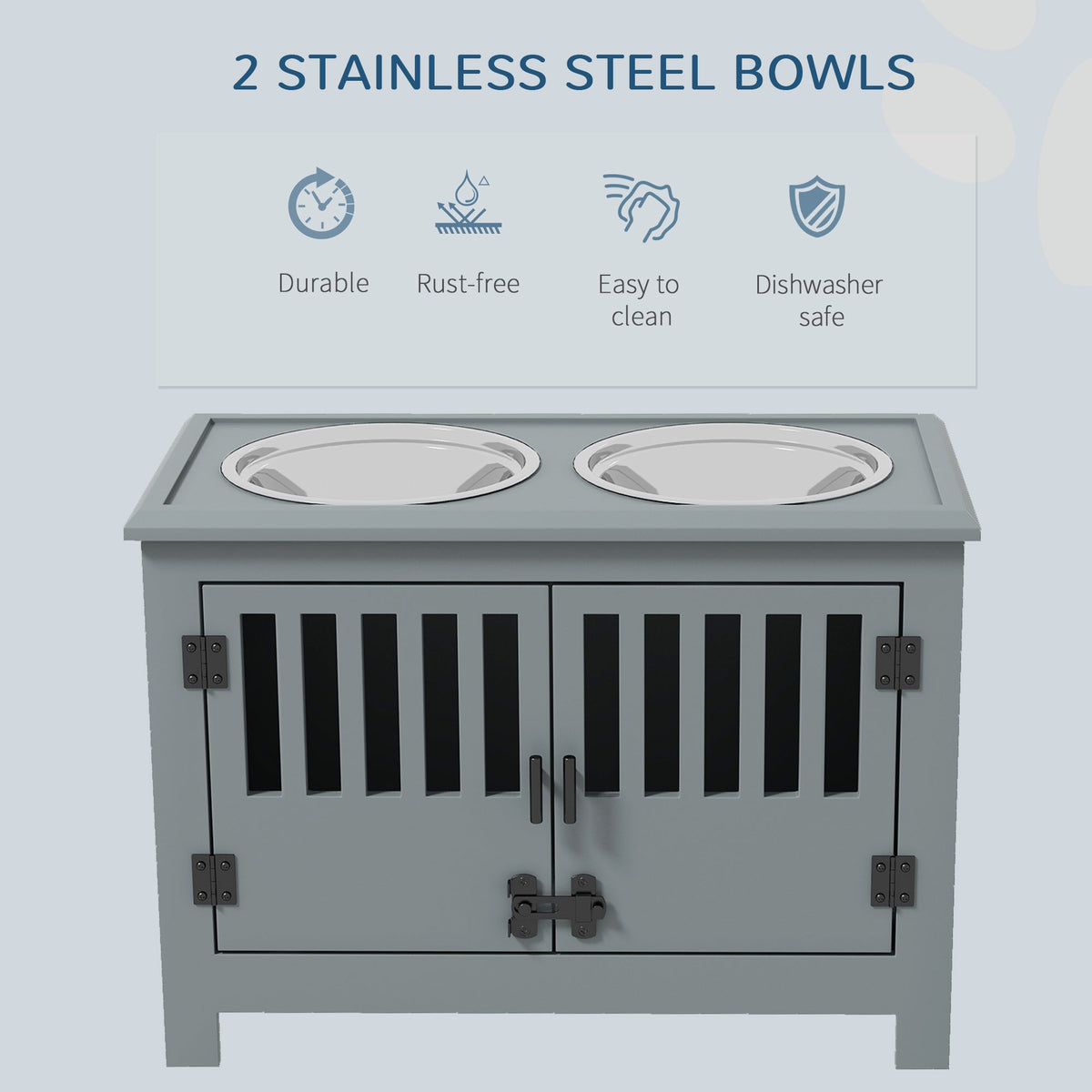 PawHut Large Elevated Dog Bowls with Storage Cabinet, photo 6 of 10