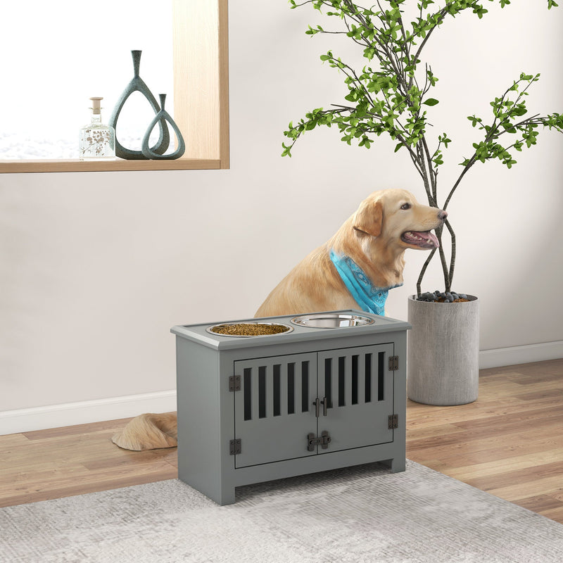 PawHut Large Elevated Dog Bowls with Storage Cabinet, photo 9 of 10