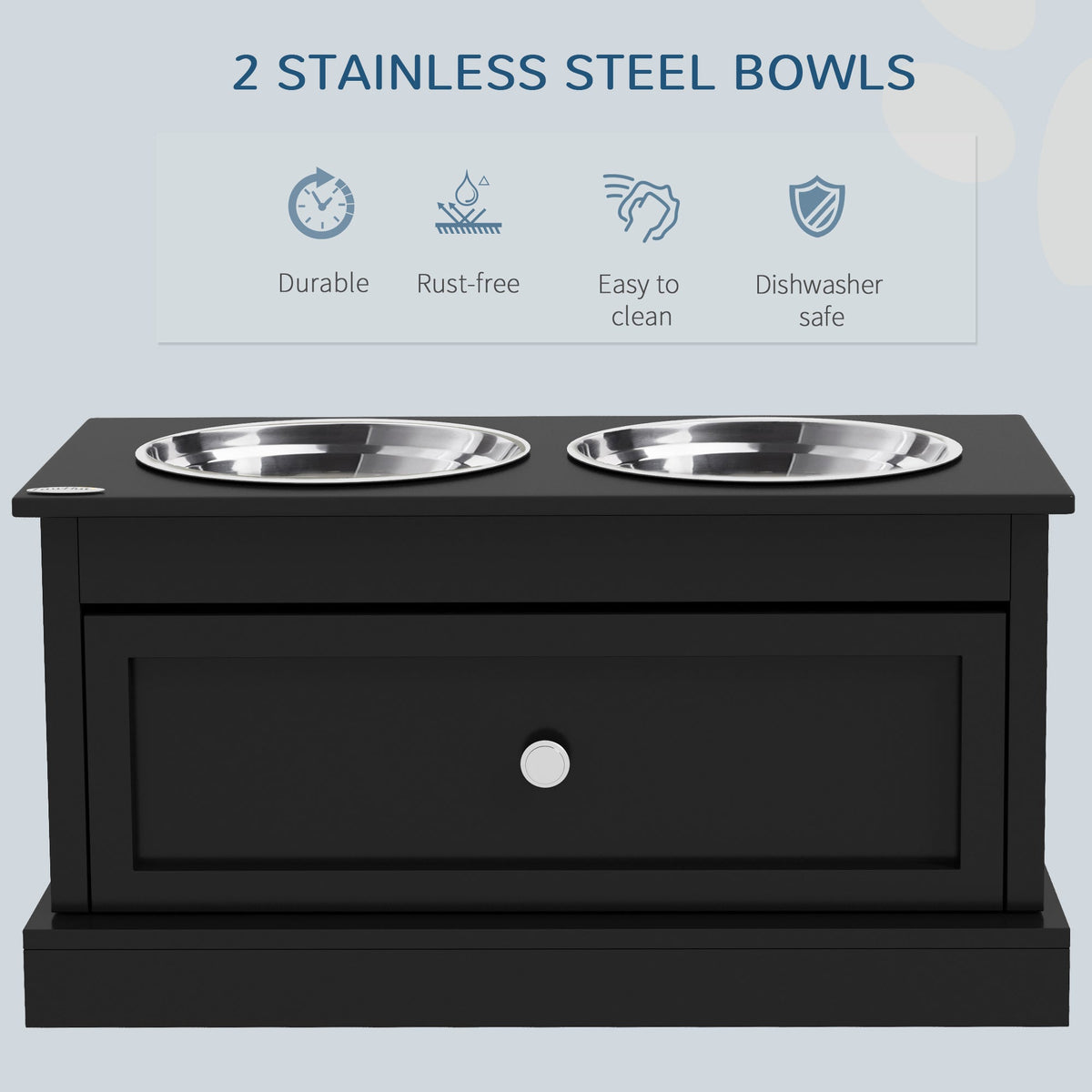 PawHut Large Elevated Dog Bowls with Storage Drawer, photo 3 of 9