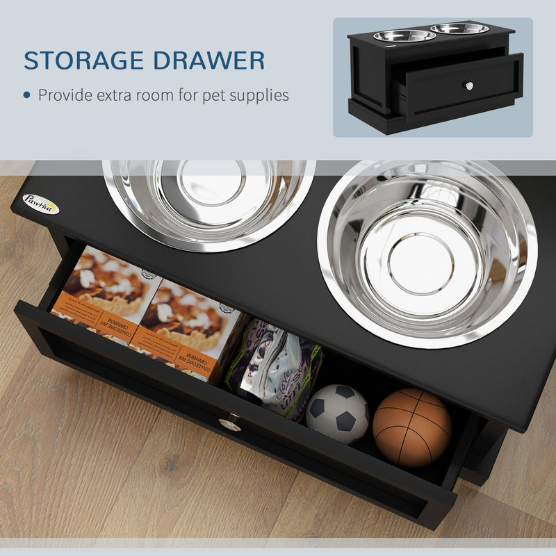PawHut Large Elevated Dog Bowls with Storage Drawer, photo 4 of 9