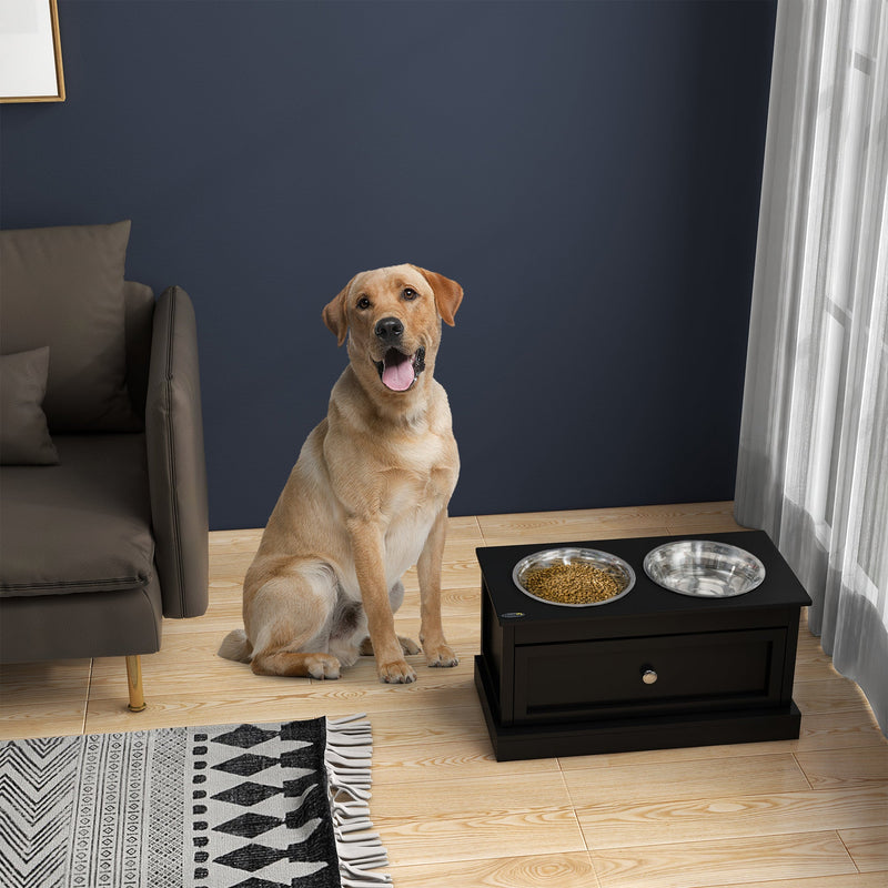 PawHut Large Elevated Dog Bowls with Storage Drawer, photo 8 of 9