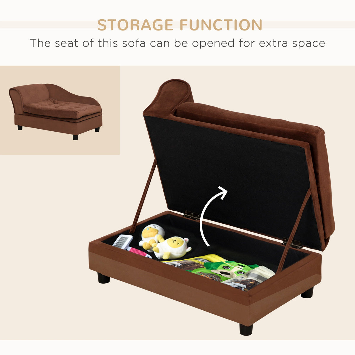 PawHut Luxury Fancy Dog Bed for Small Dogs with Hidden Storage, photo 6 of 10