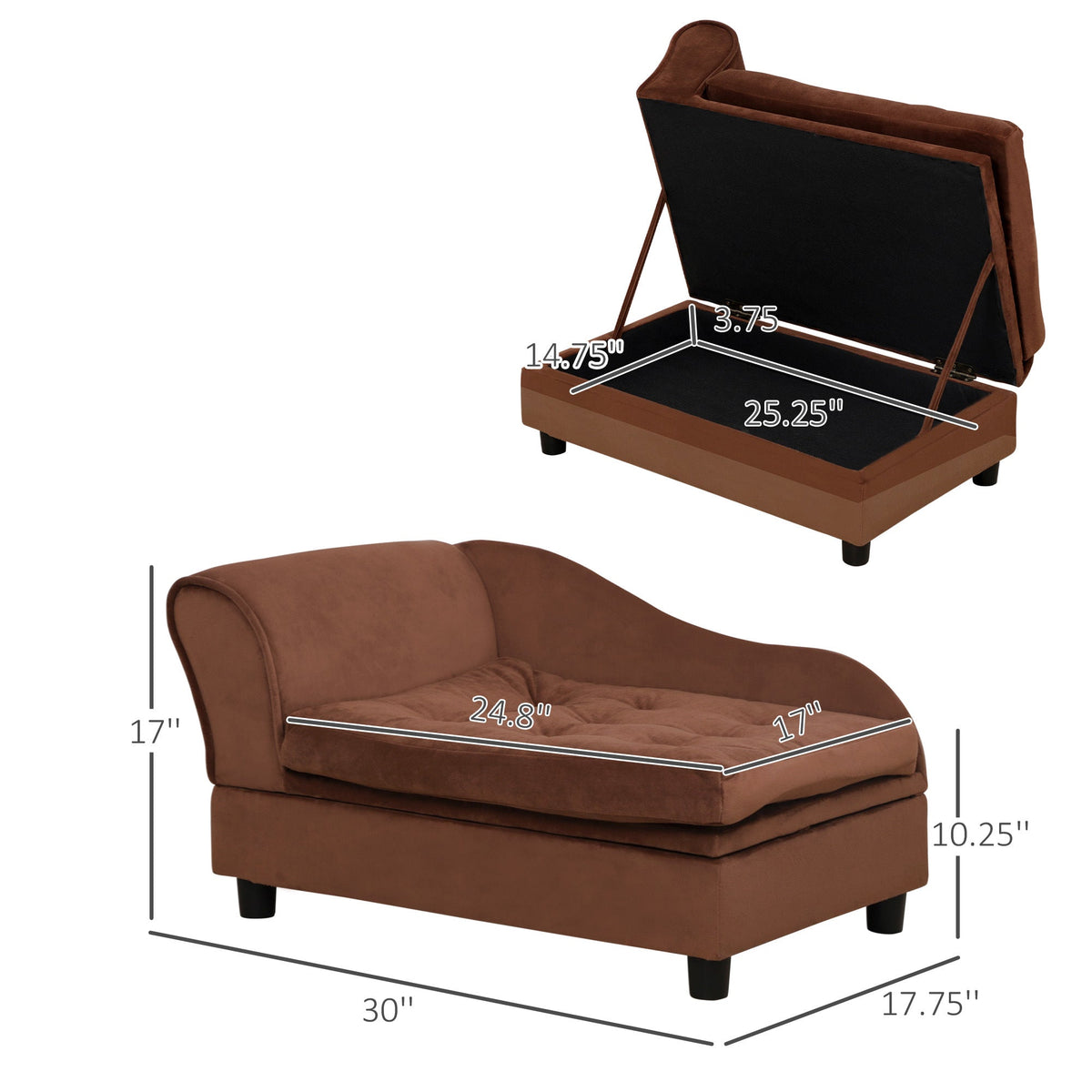PawHut Luxury Fancy Dog Bed for Small Dogs with Hidden Storage, photo 8 of 10