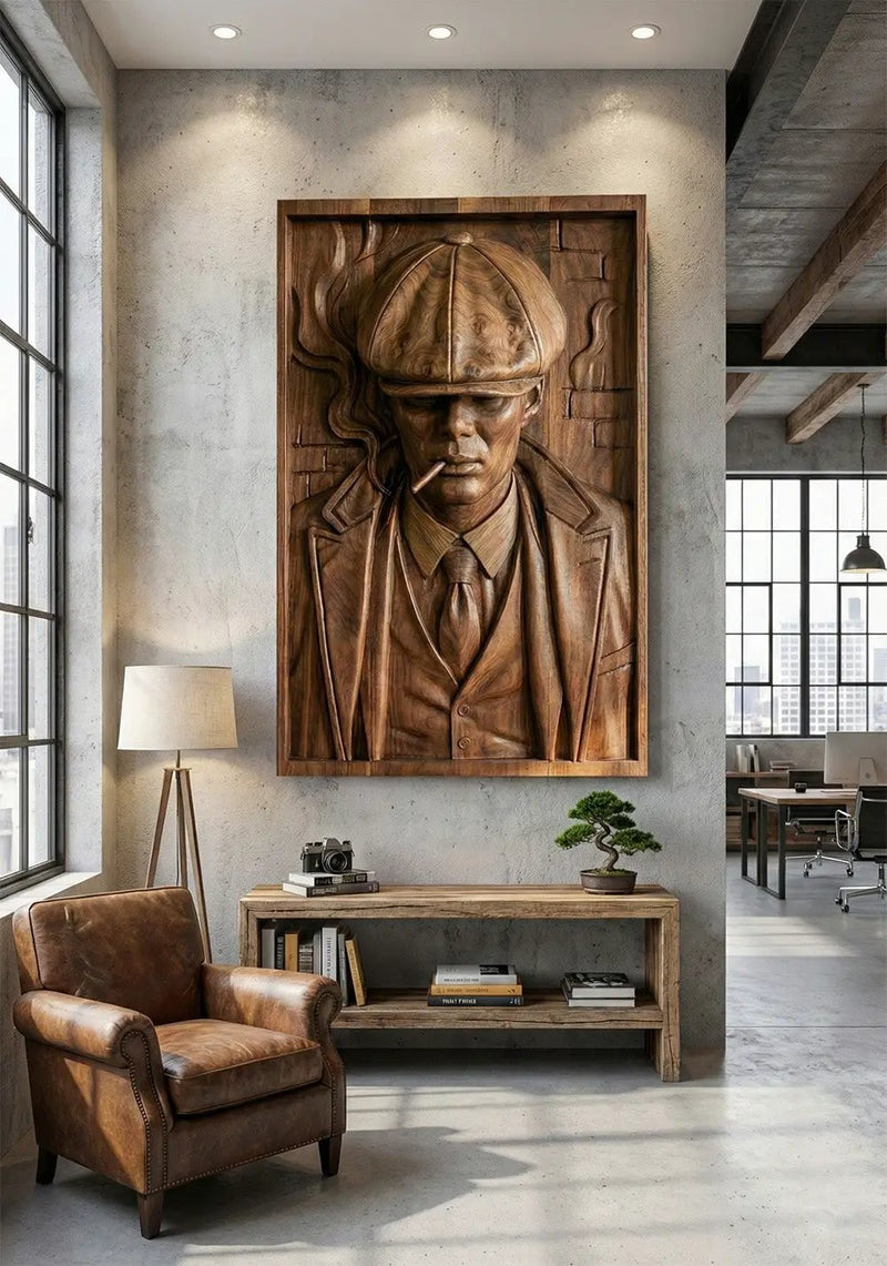 Peaky Blinders: Thomas Shelby 3D Wooden Relief Wall Art Carving by Gizz
