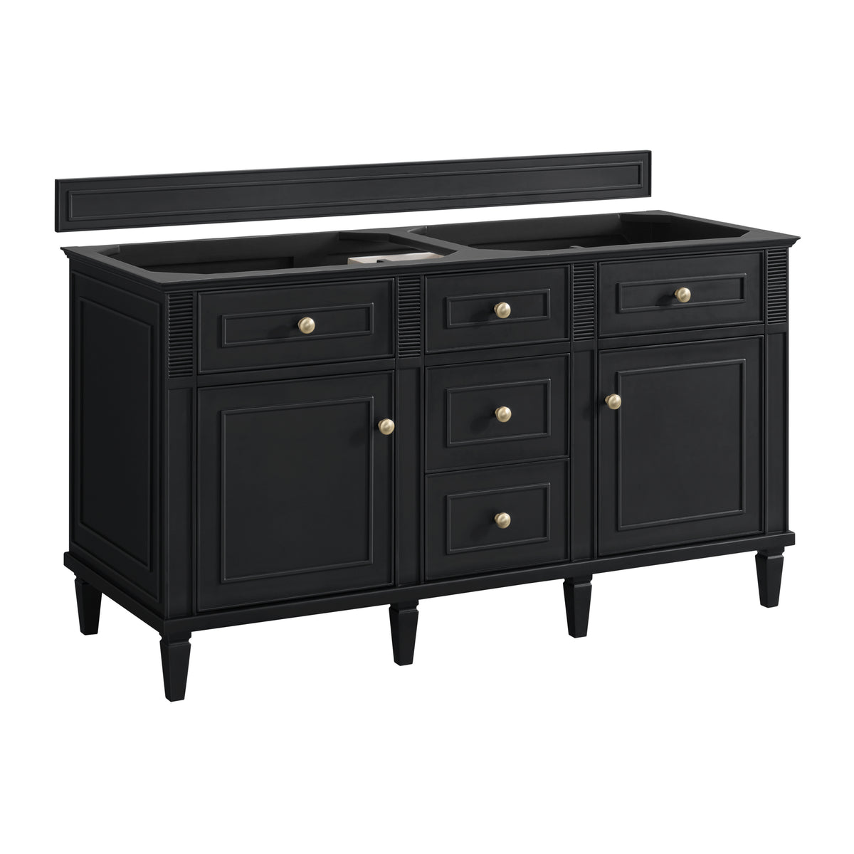 James Martin Lorelai 60" Double Bathroom Vanity, Black Onyx, cabinet without a countertop
