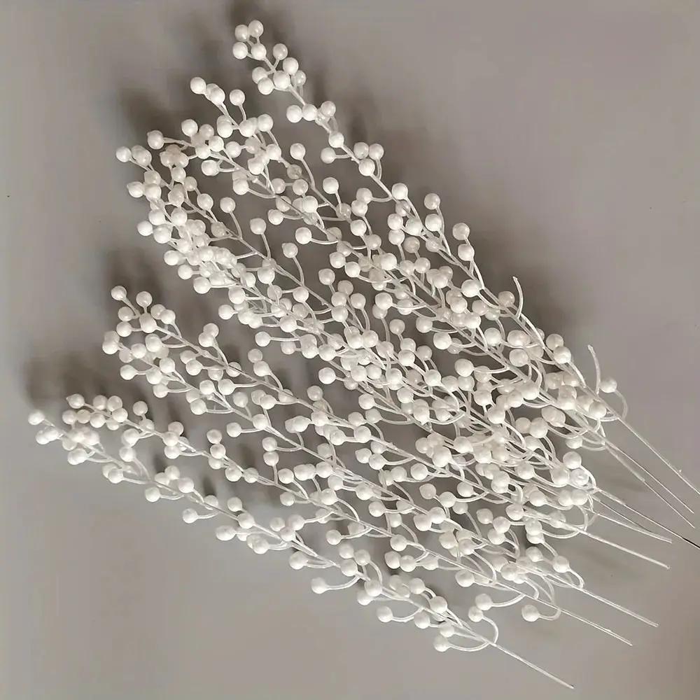 Pearl Berry Stems 10-Pack - Faux Berries for Holiday Decor by House Of Avana