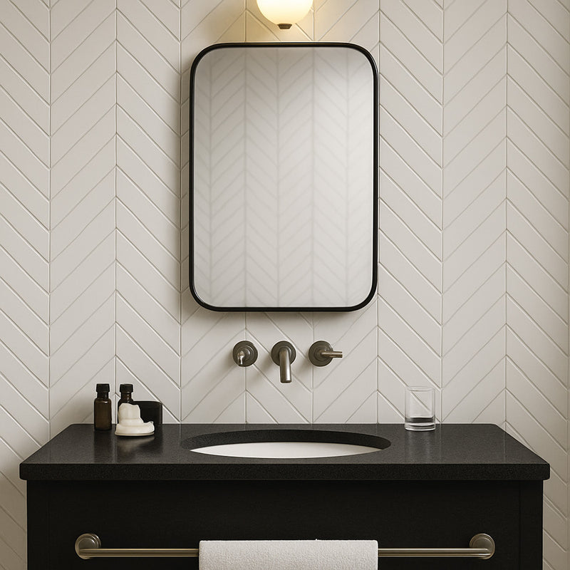 Pearl Glossy Chevron Ceramic Tiles 2x6 Ceramic Glossy 2x6 Tiles — 4