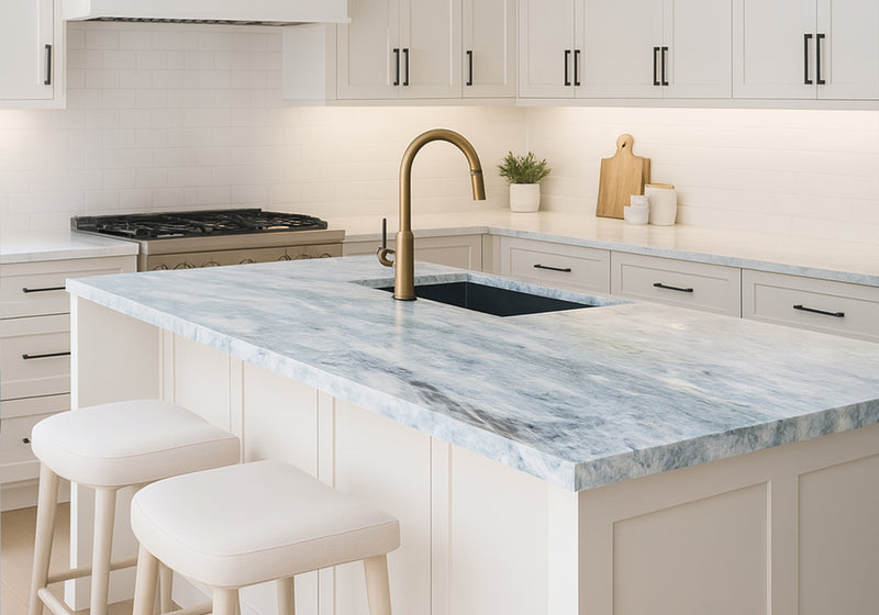 Pegasus Blue Polished Marble Slab Random room scene
