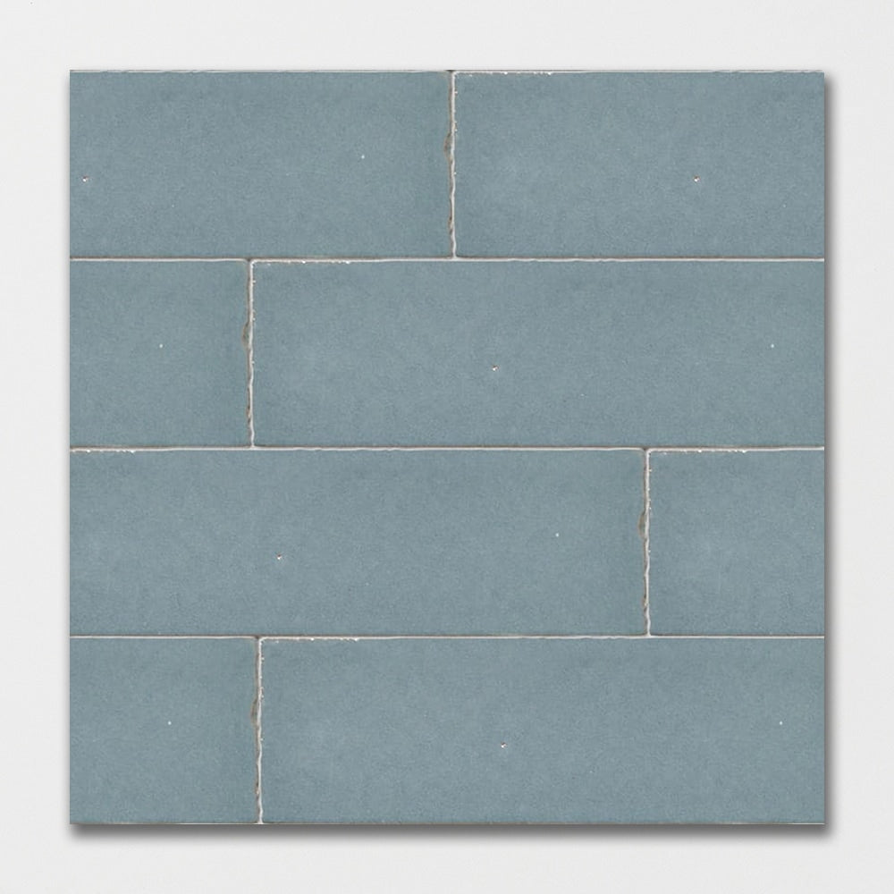 Peggy Blue Plain Ceramic Tiles 2 1/4x7 3/8 closeup