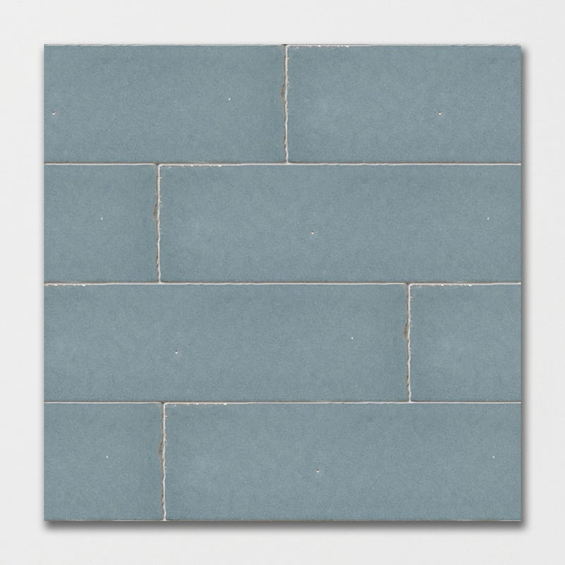 Peggy Blue Plain Ceramic Tiles 2 1/4x7 3/8 closeup