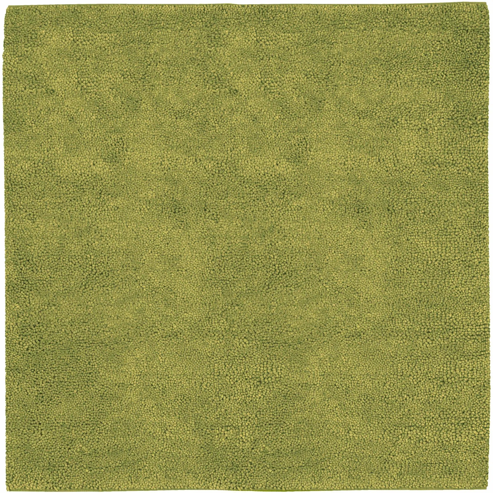 Frederika Solid Olive Green Wool Shag Rug - Clearance by Boutique Rugs