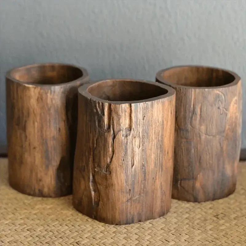 Pen Holder - Rustic Wood Small by House Of Avana