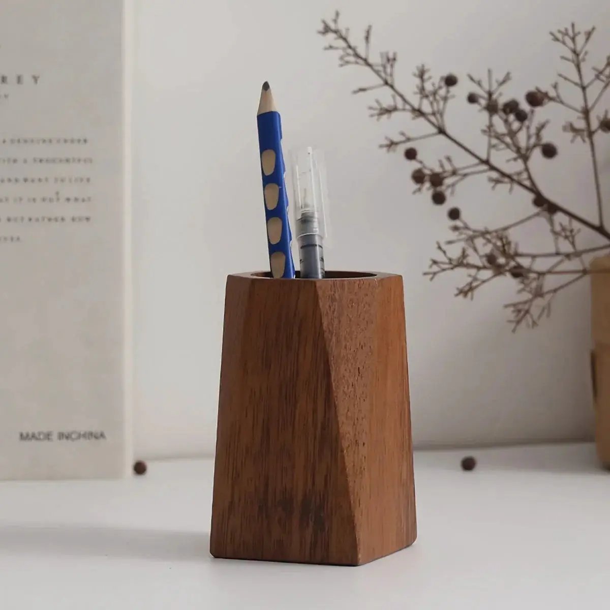 Pen Holder - Vintage Wooden Blue by House Of Avana