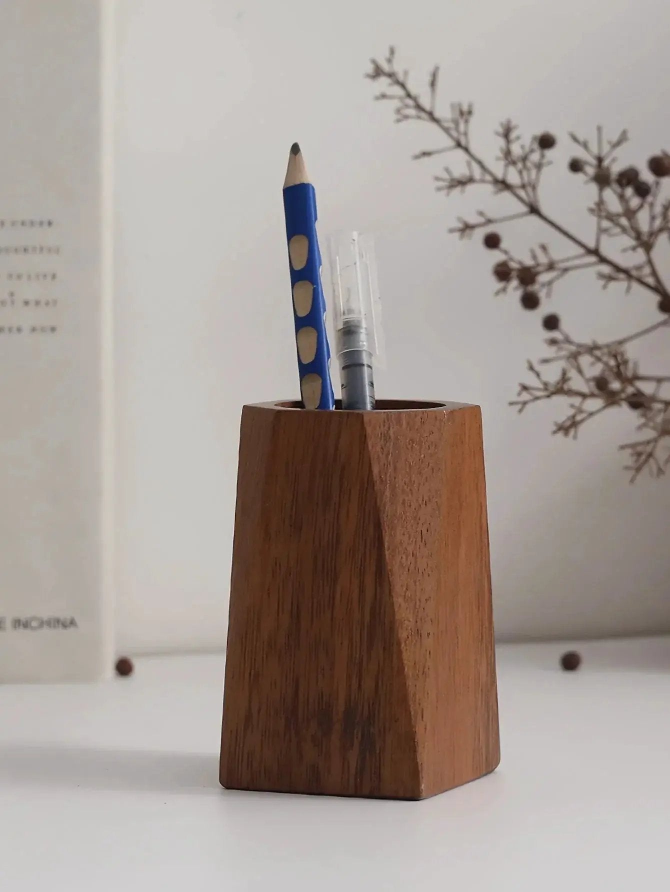 Pen Holder - Vintage Wooden Blue by House Of Avana