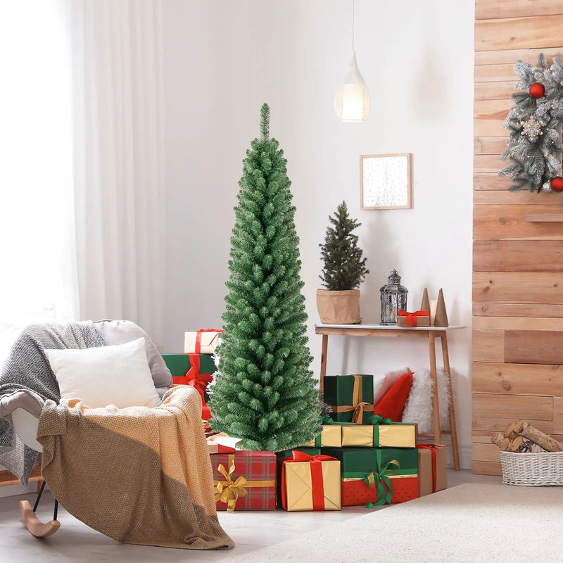 Pencil Christmas Tree with Memory Wire Branch Tips and Warm LED Lights by DirectDeals