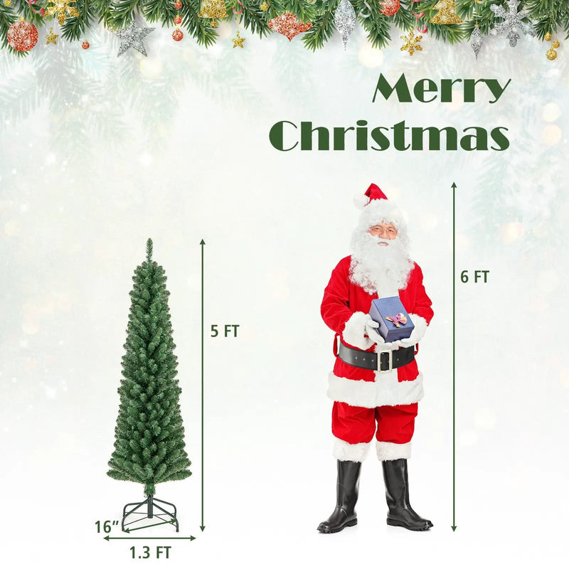 Pencil Christmas Tree with Memory Wire Branch Tips and Warm LED Lights by DirectDeals