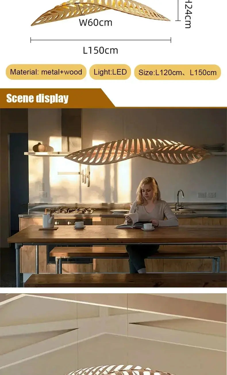 Pendant Lamp - Minimalist Wood Fish Bone by House Of Avana
