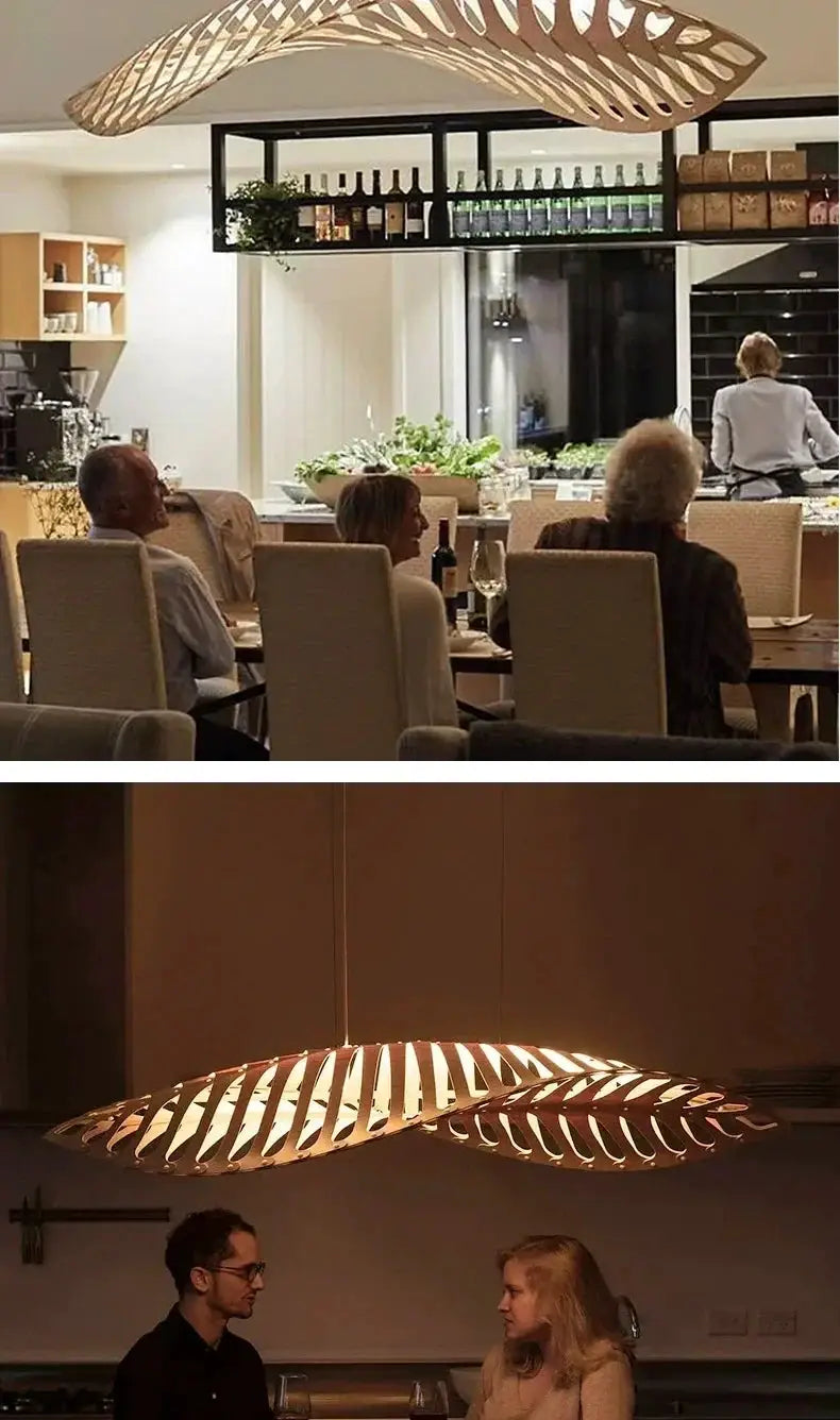 Pendant Lamp - Minimalist Wood Fish Bone by House Of Avana