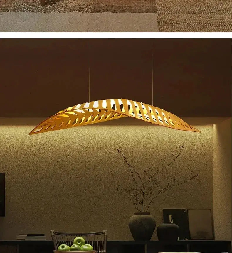 Pendant Lamp - Minimalist Wood Fish Bone by House Of Avana