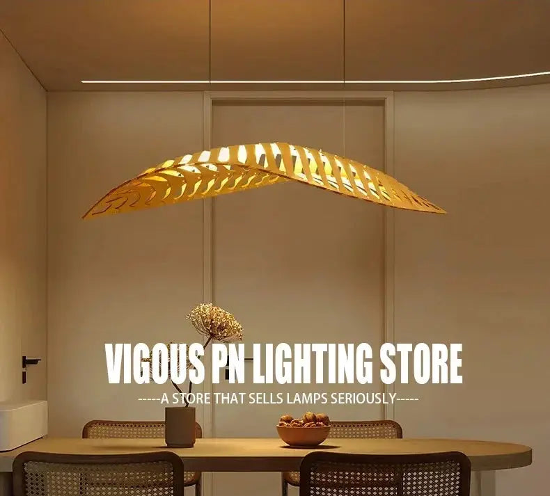 Pendant Lamp - Minimalist Wood Fish Bone by House Of Avana