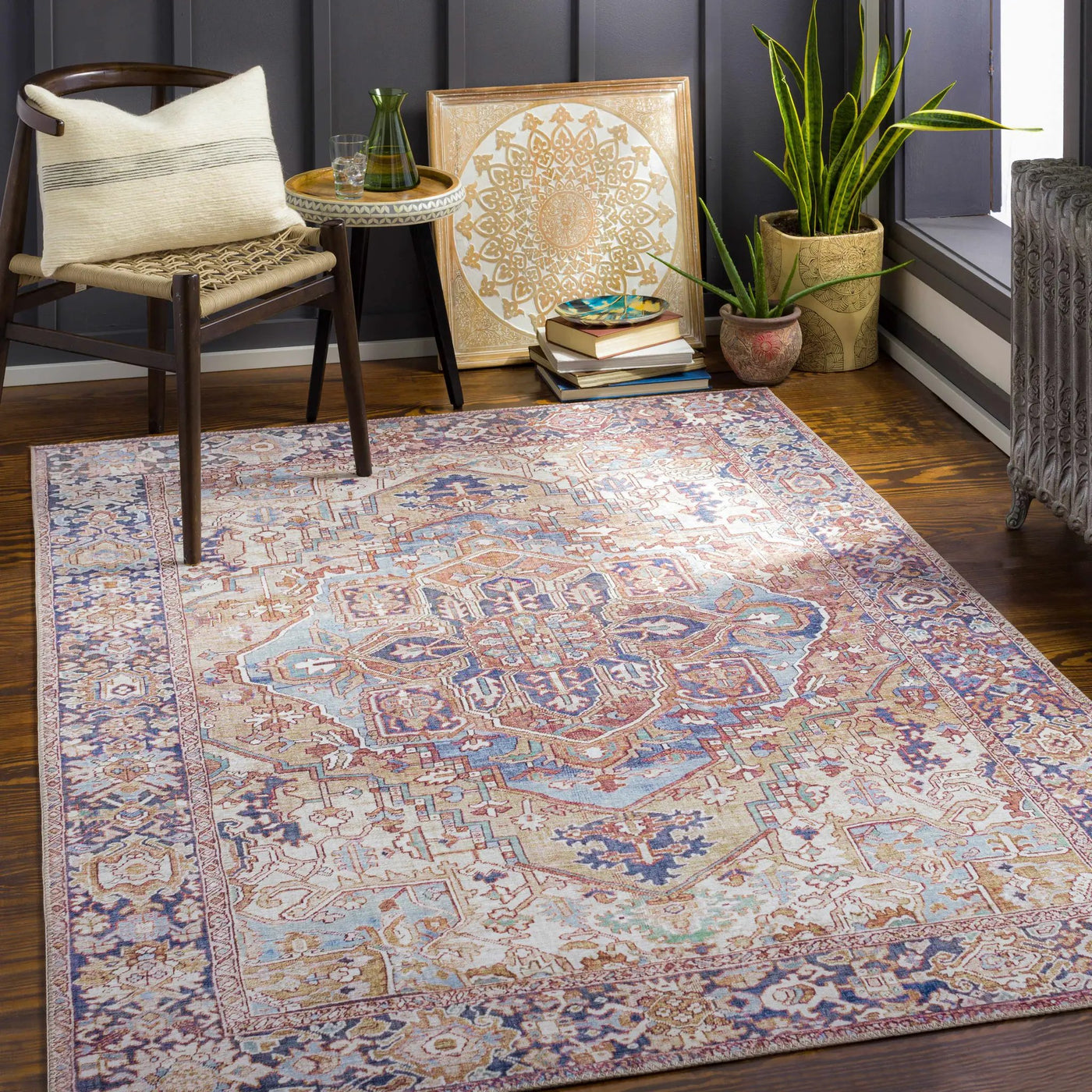 Neyland Iris Olive & Brown Area Rug 2360 by Boutique Rugs