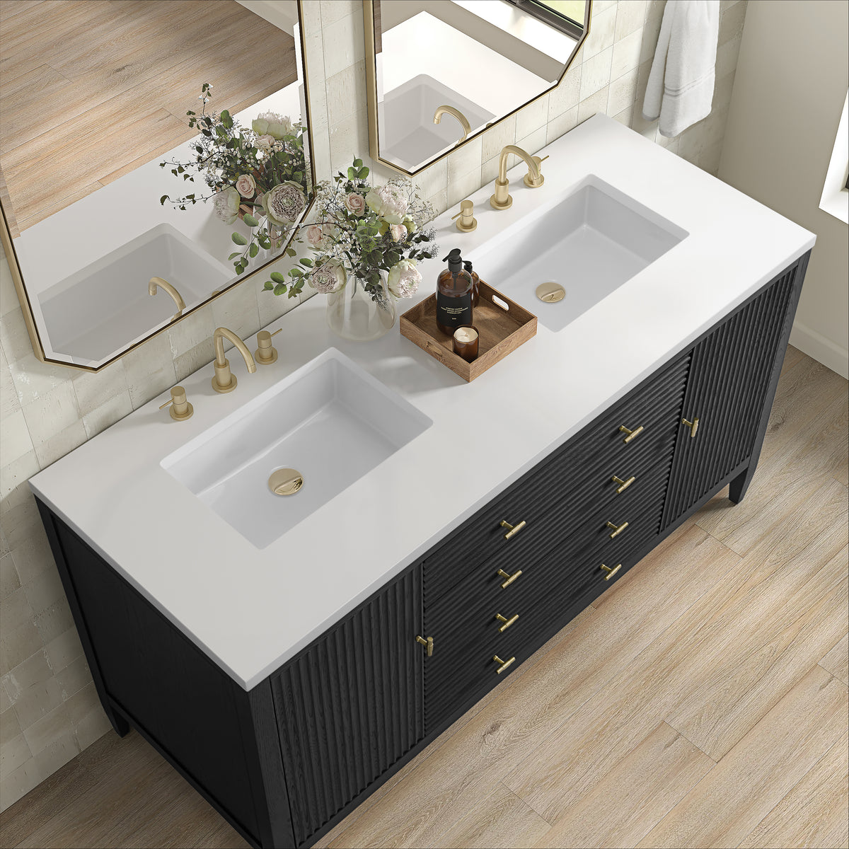 James Martin Myrrin 60" Double Bathroom Vanity, Carbon Oak, view 26