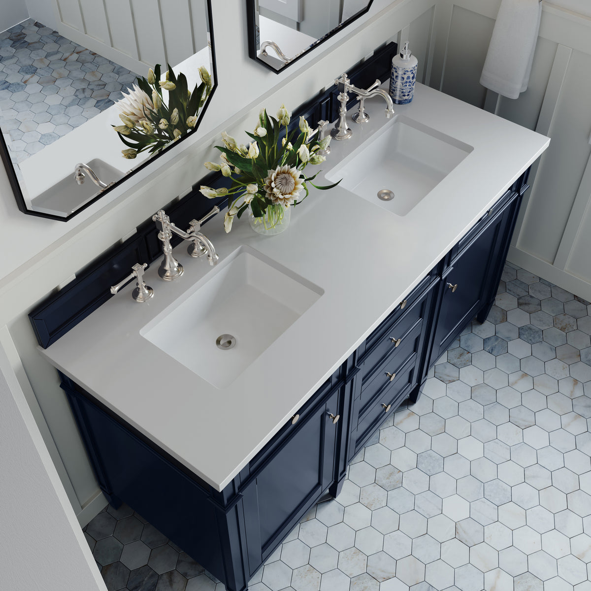 James Martin Brittany 60" Double Bathroom Vanity, Victory Blue, view 20
