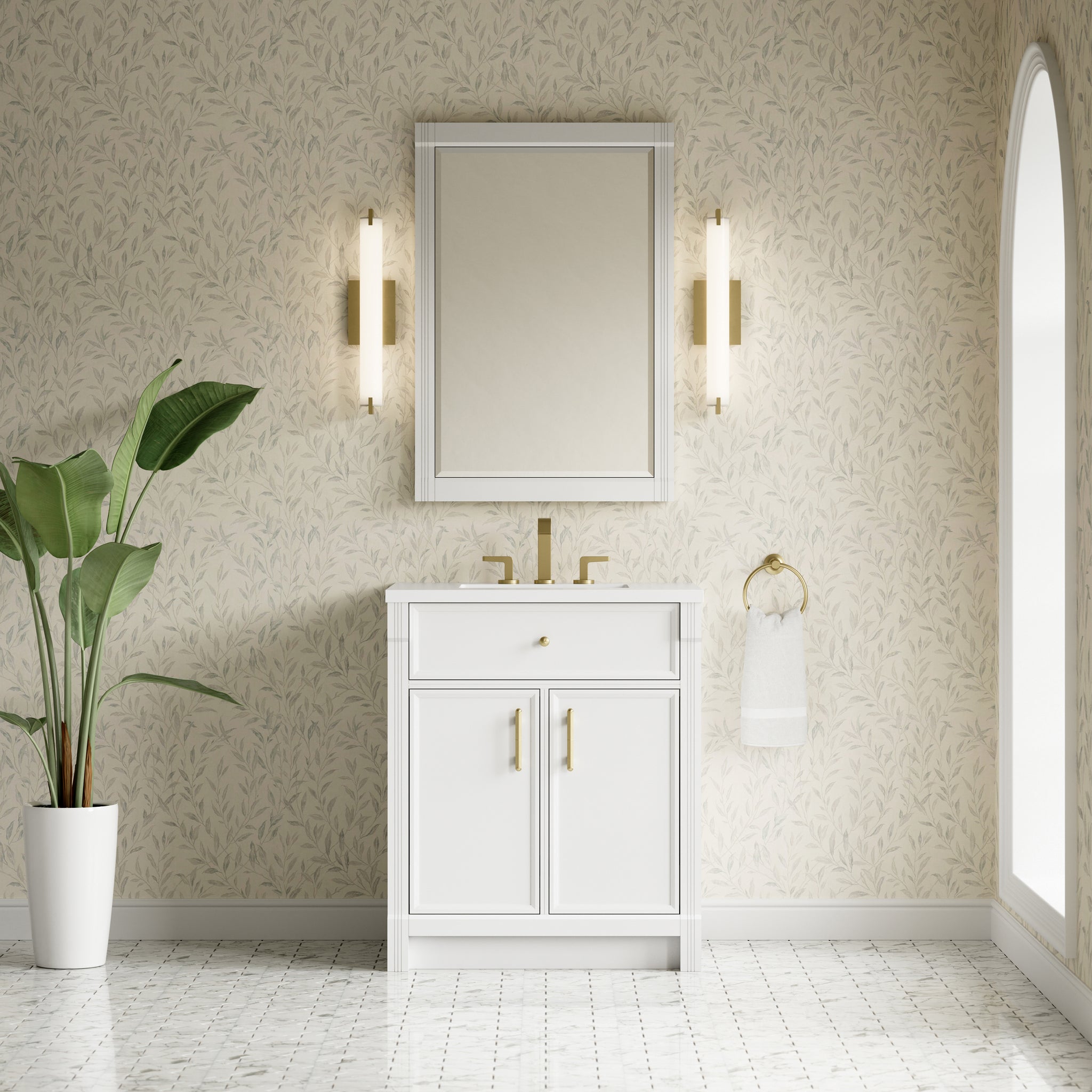 James Martin Bellshire 30" Single Bathroom Vanity, Bright White by James Martin