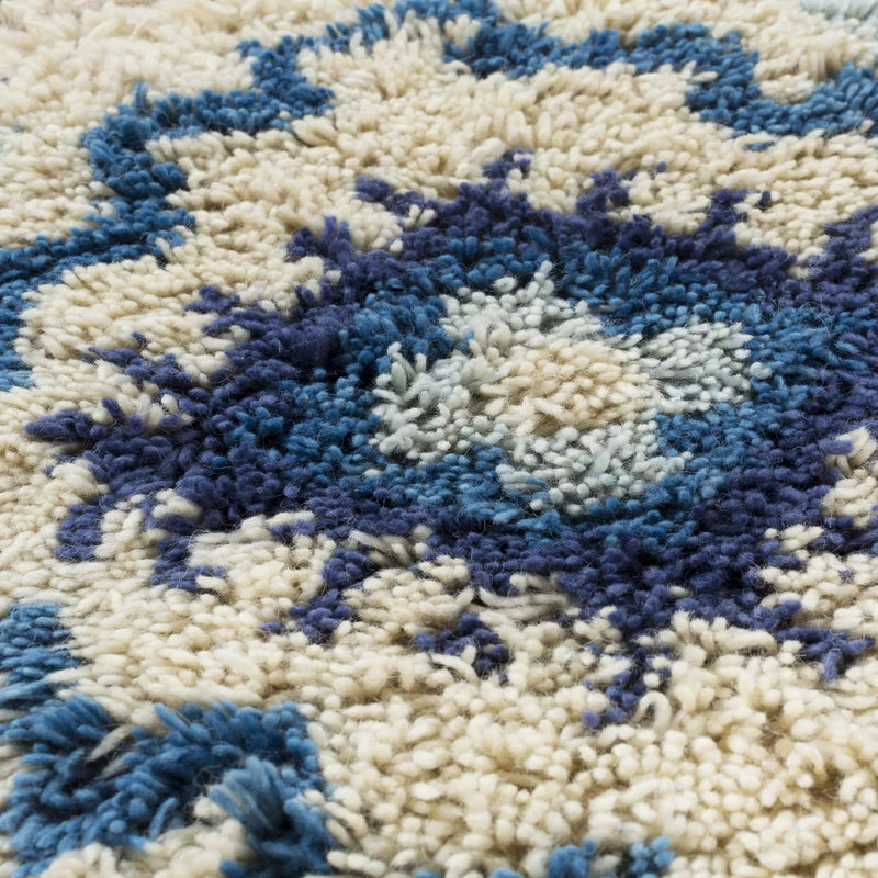 Philomont Ivory and Blue Geometric Wall Hanging - Clearance by Boutique Rugs