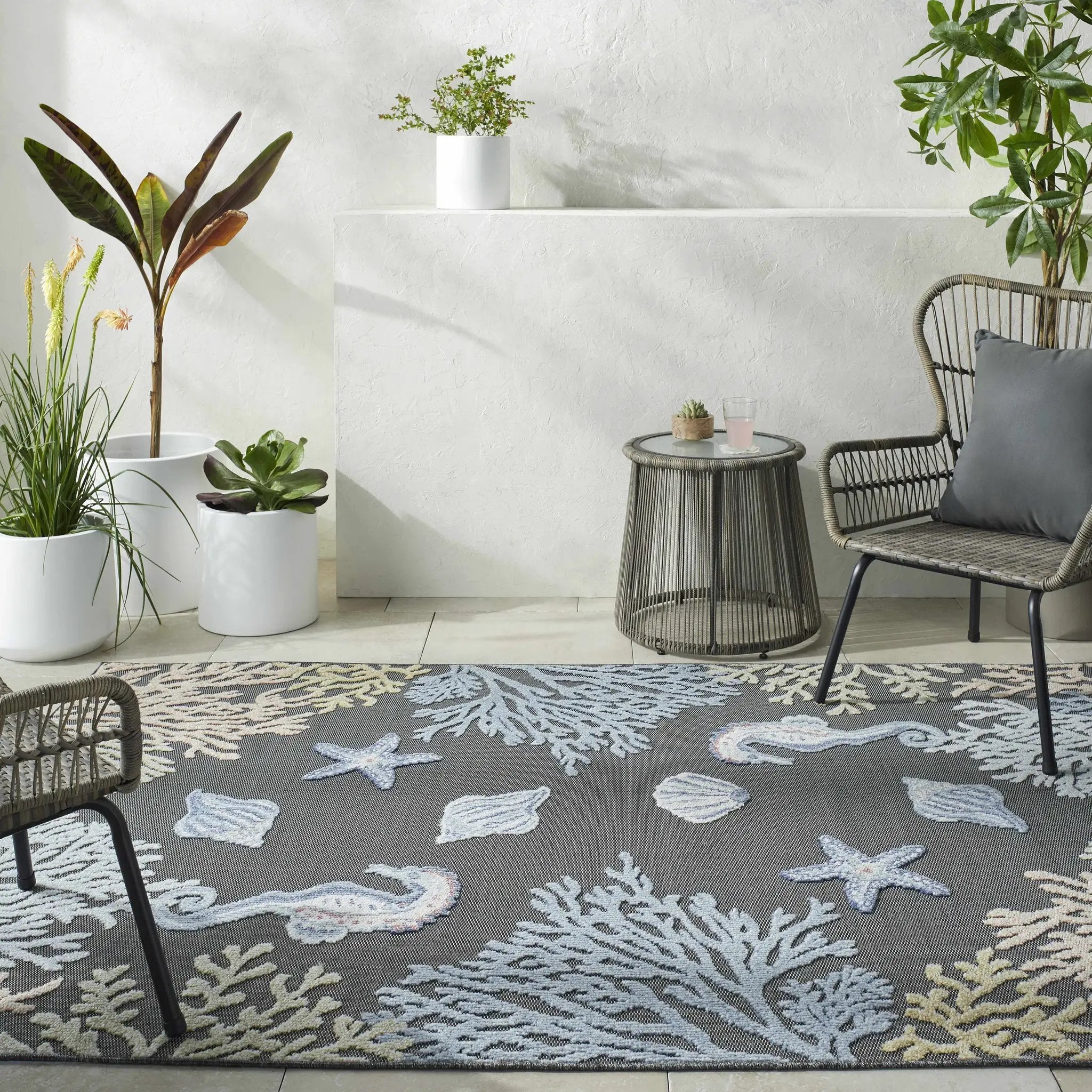 Pasca Charcoal Outdoor Area Rug - Clearance by Boutique Rugs