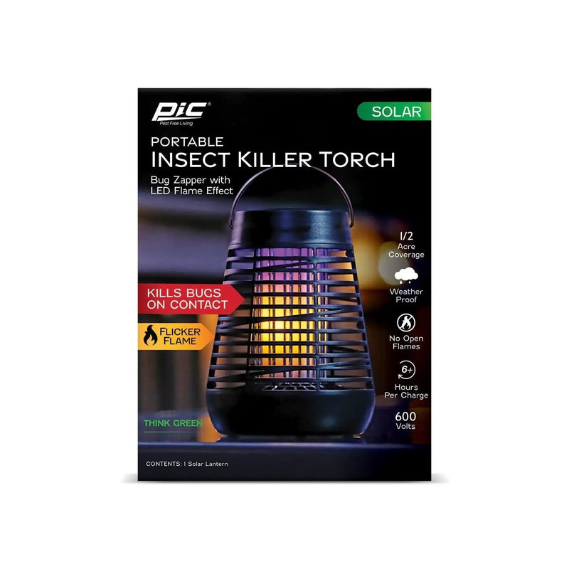 PIC Portable Solar Insect Killer Torch Bug Zapper and Flame Accent Light, Kills Bugs-1 Pack by Outdoor Solar Outlet