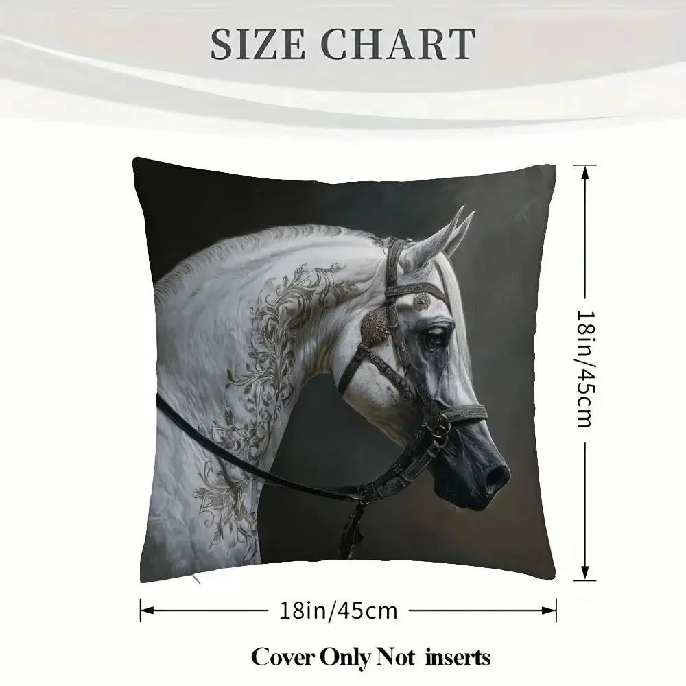 Pillow Cover - Arabian Horse Print Cotton 18x18in by House Of Avana