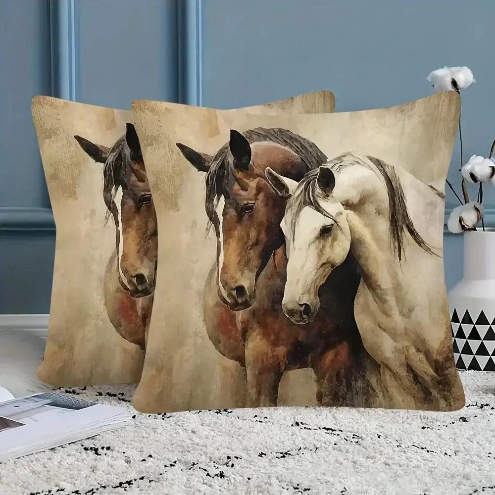 Pillow Cover - Decorative Brown White 45x45cm by House Of Avana