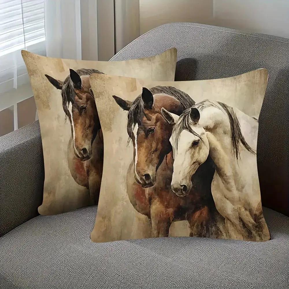 Pillow Cover - Decorative Brown White 45x45cm by House Of Avana
