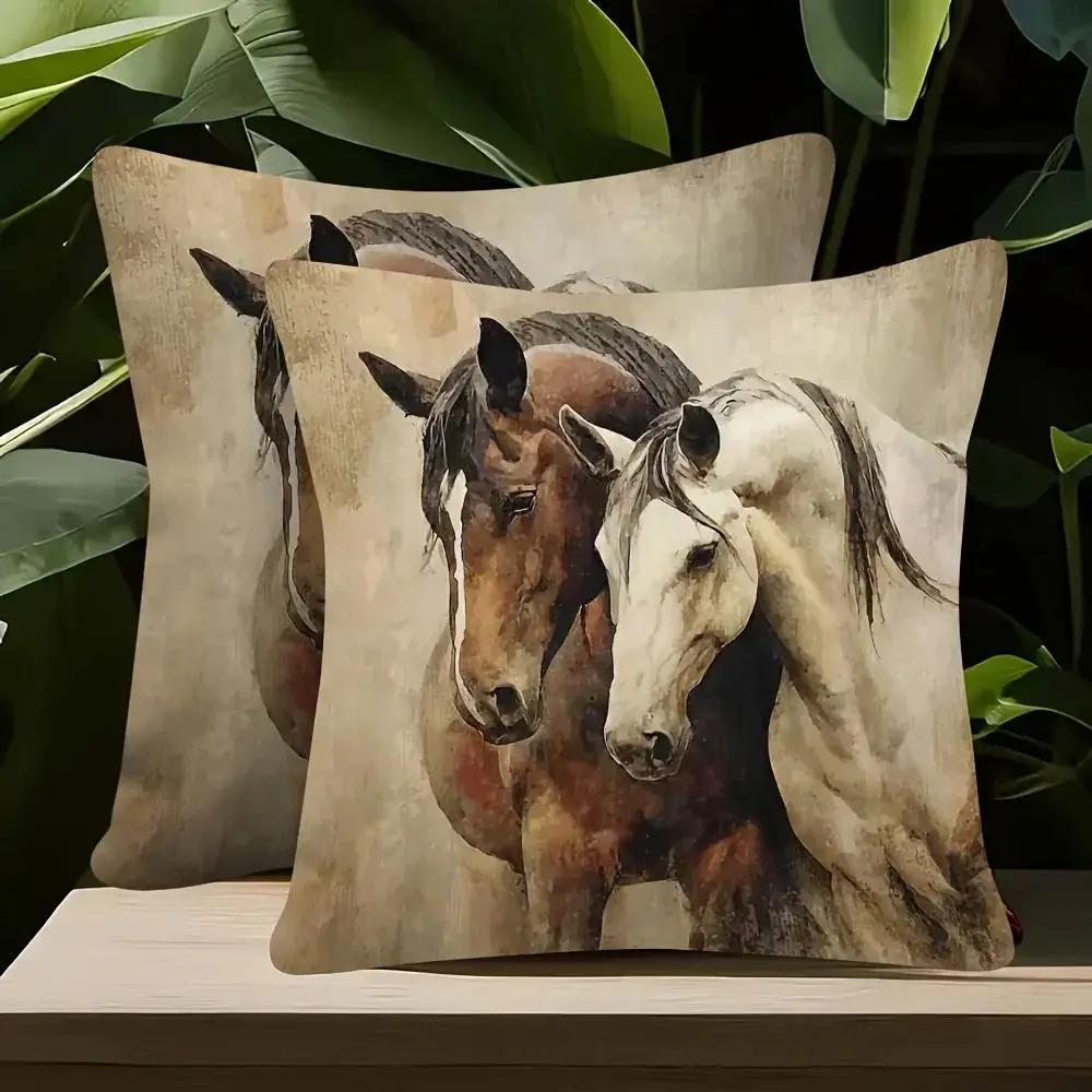 Pillow Cover - Decorative Brown White 45x45cm by House Of Avana