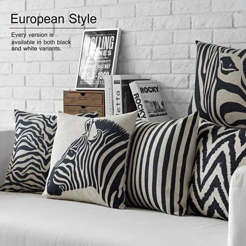 Pillow Cover - Geometric Black White by House Of Avana