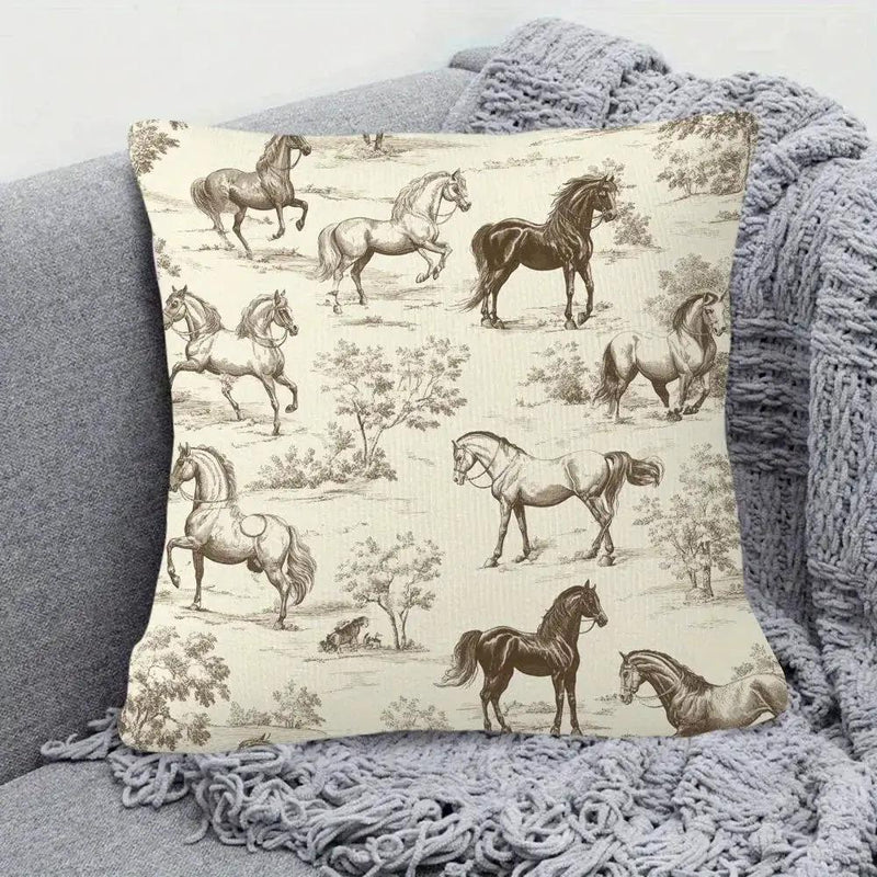 Pillow Cover - Vintage Toile Pattern Cotton 45x45cm by House Of Avana