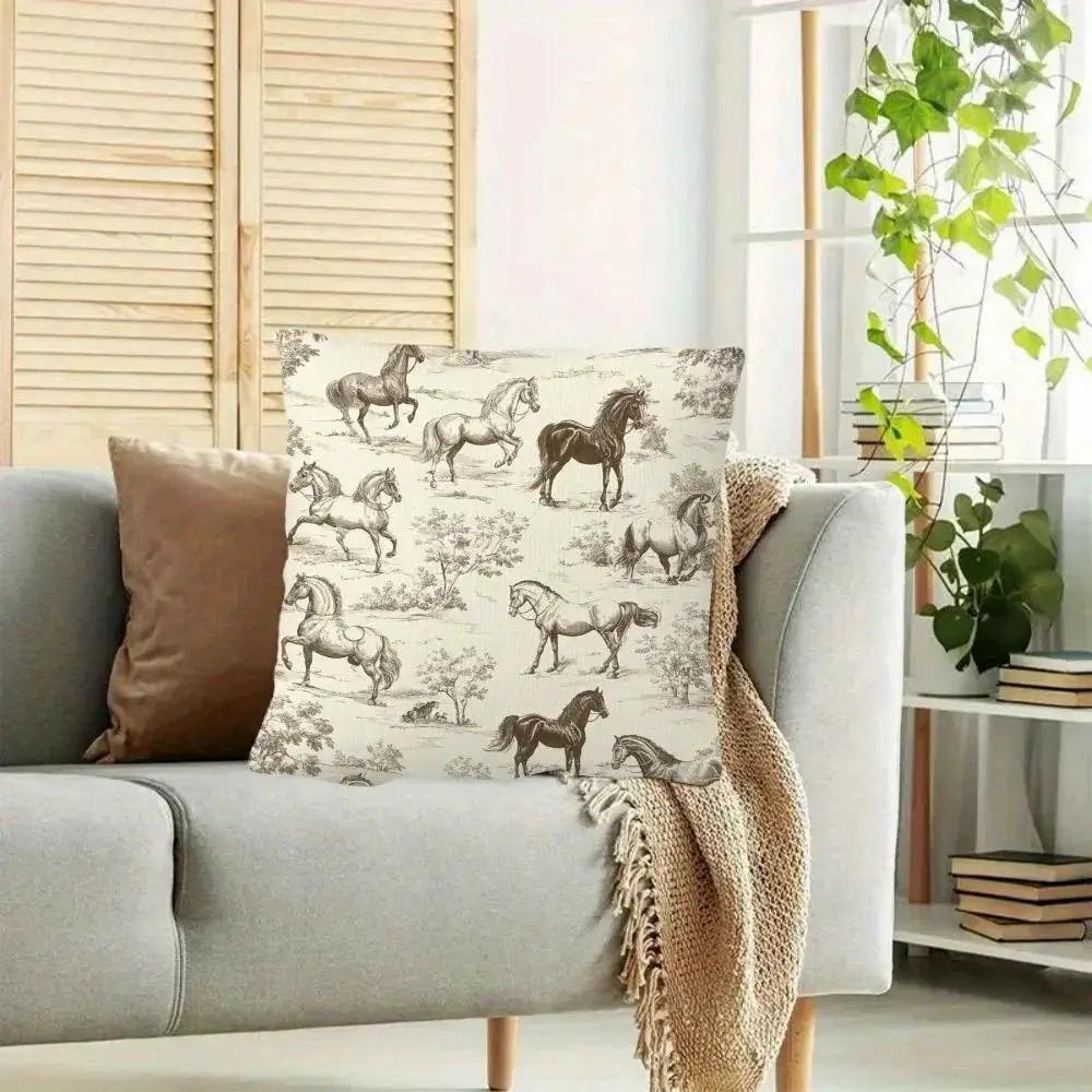 Pillow Cover - Vintage Toile Pattern Cotton 45x45cm by House Of Avana