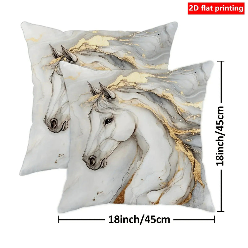 Pillow Covers - Zipper White Golden Abstract by House Of Avana