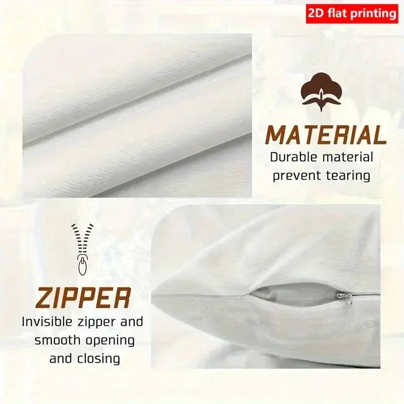 Pillow Covers - Zipper White Golden Abstract by House Of Avana