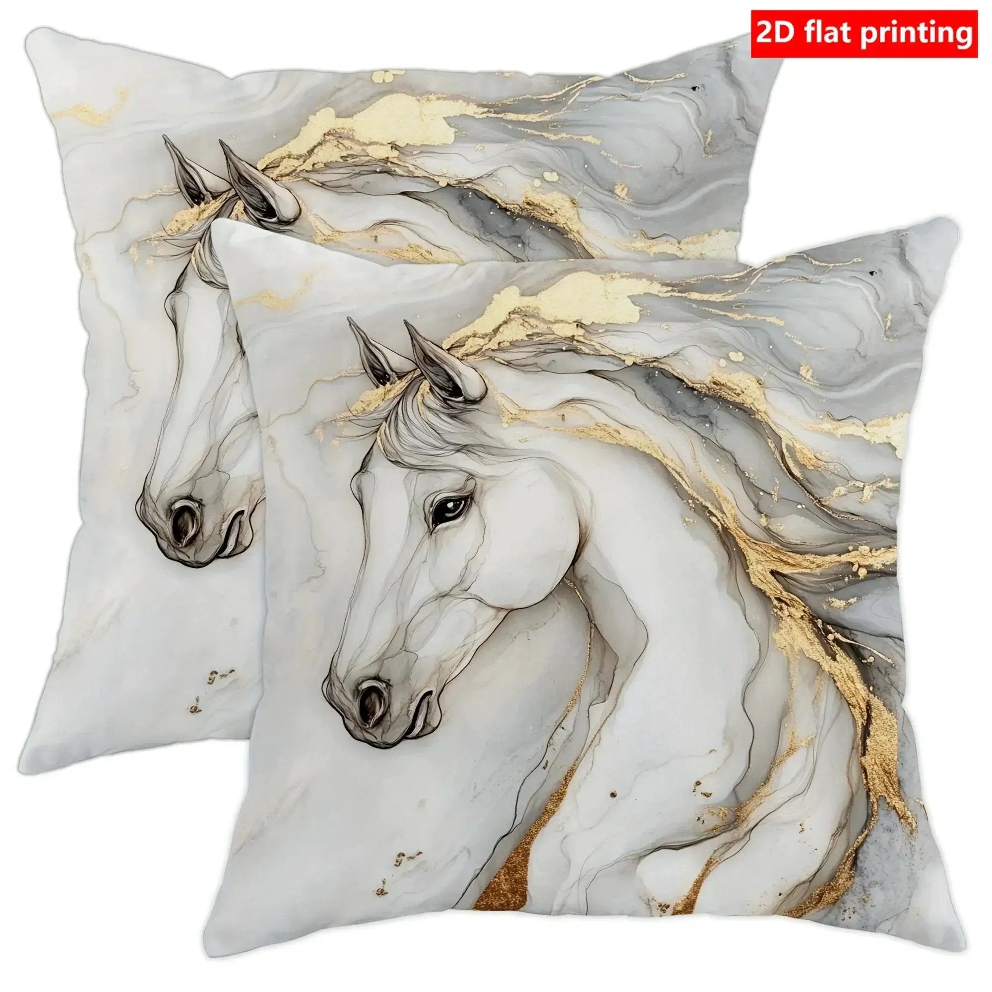 Pillow Covers - Zipper White Golden Abstract by House Of Avana