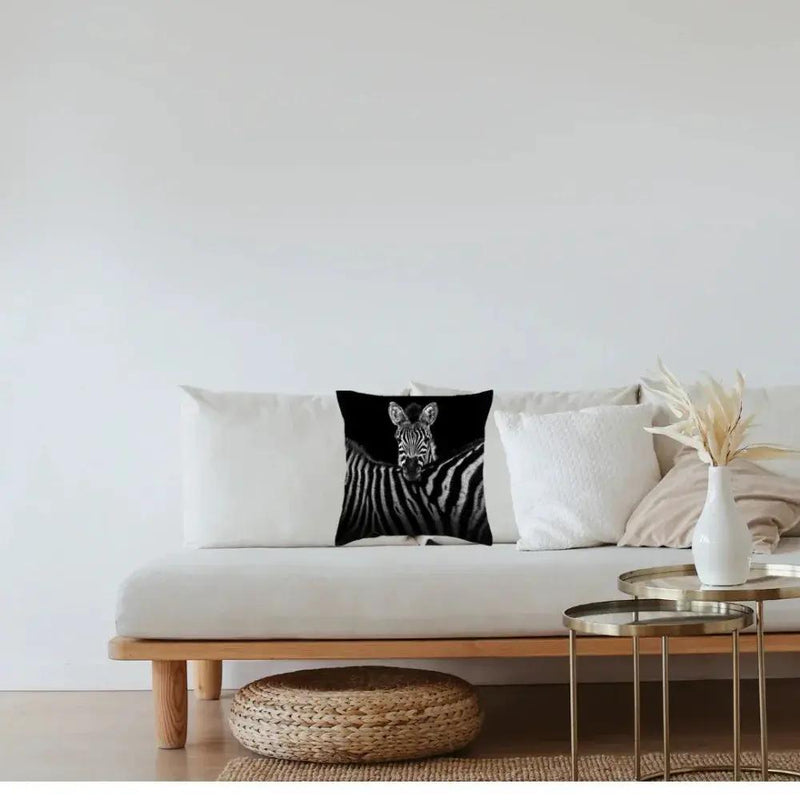 Pillowcase - Zebra Print Black White 18x18 by House Of Avana