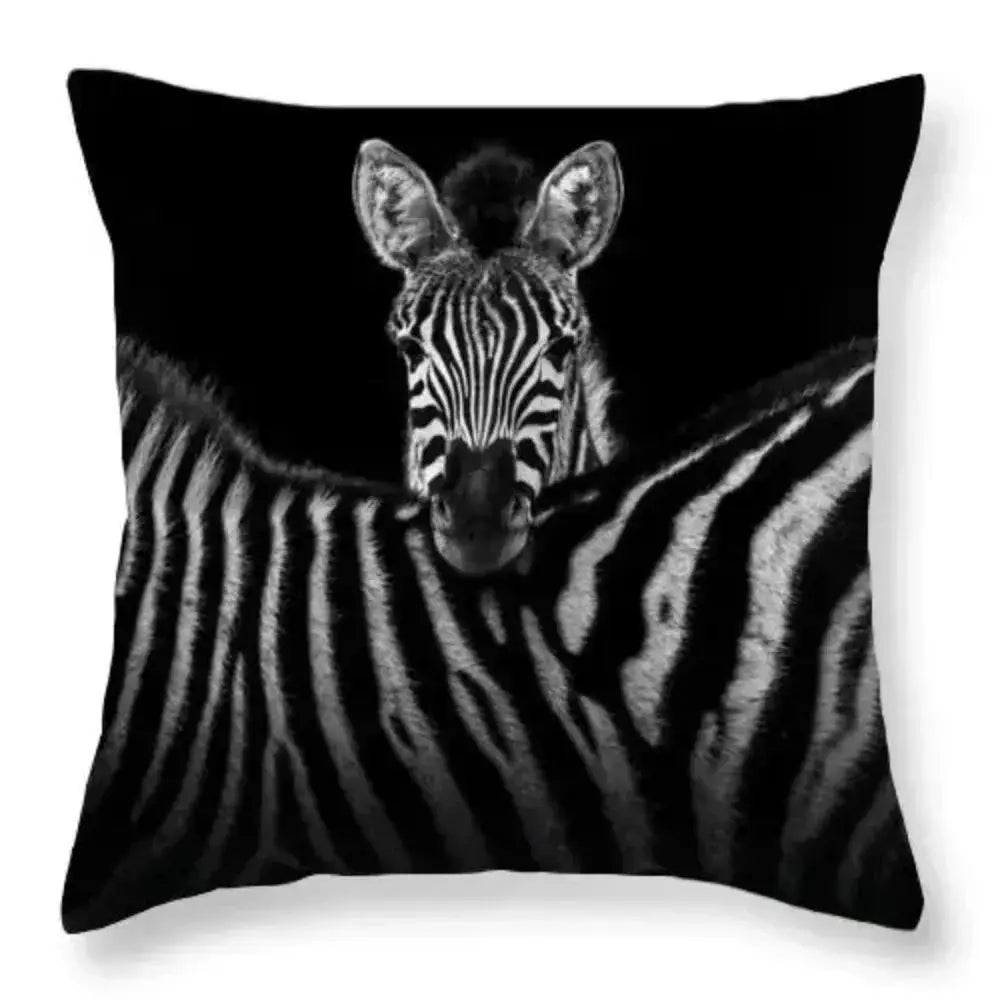 Pillowcase - Zebra Print Black White 18x18 by House Of Avana