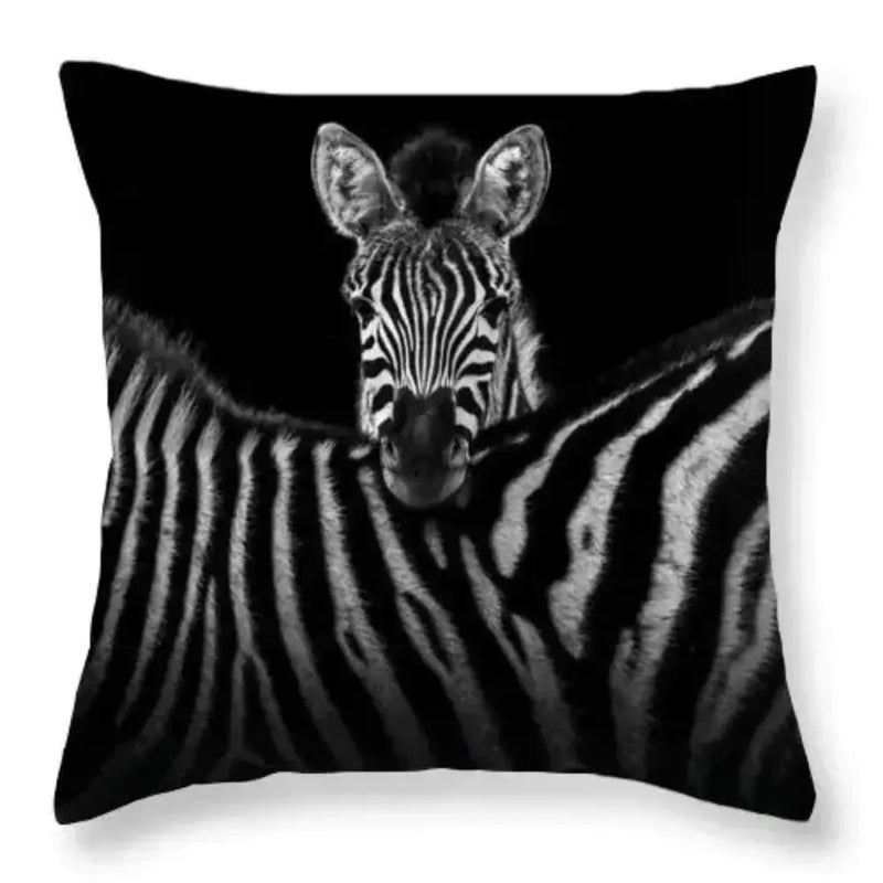 Pillowcase - Zebra Print Black White 18x18 by House Of Avana