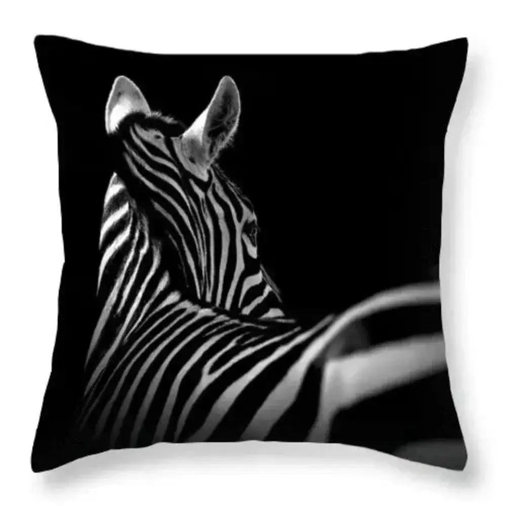 Pillowcase - Zebra Print Black White 18x18 by House Of Avana