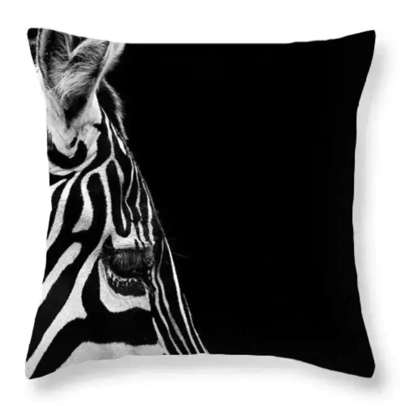 Pillowcase - Zebra Print Black White 18x18 by House Of Avana