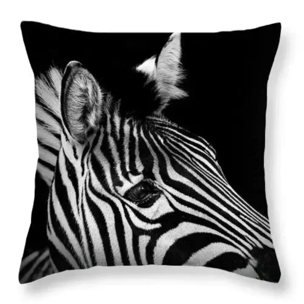 Pillowcase - Zebra Print Black White 18x18 by House Of Avana