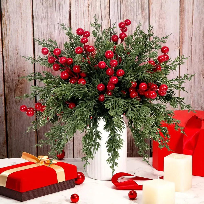 Pine Branches with Red Berries for Christmas Decor by House Of Avana