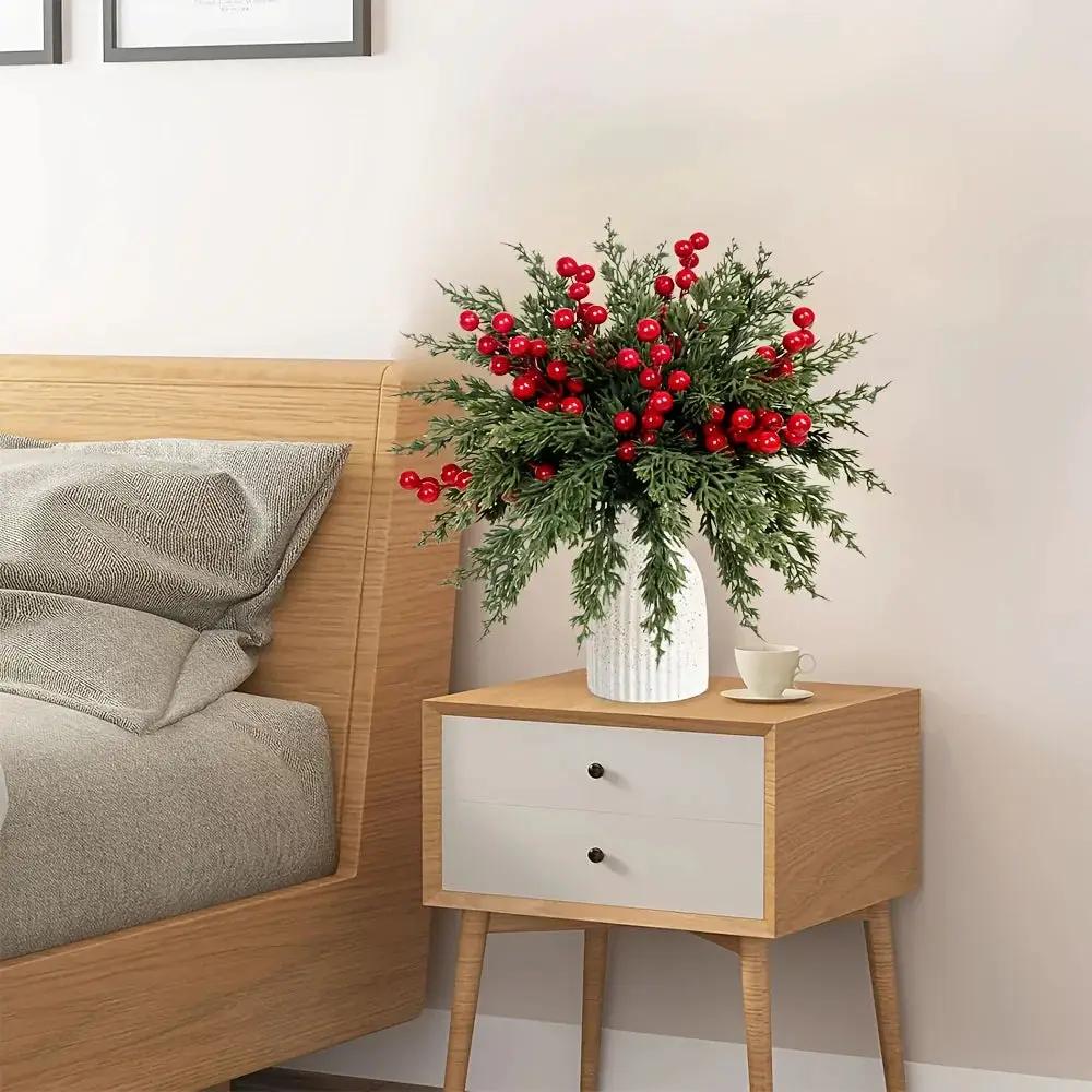 Pine Branches with Red Berries for Christmas Decor by House Of Avana