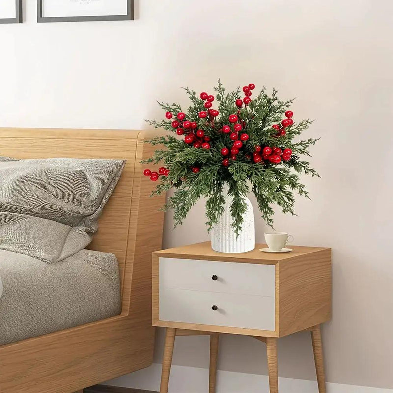 Pine Branches with Red Berries for Christmas Decor by House Of Avana